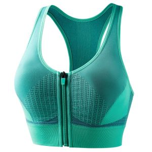 Sports Bra Front Open Zip Wireless Push Up Whole Cup Top Seamless crop top Sportswear for Running Yoga  Gym Workout