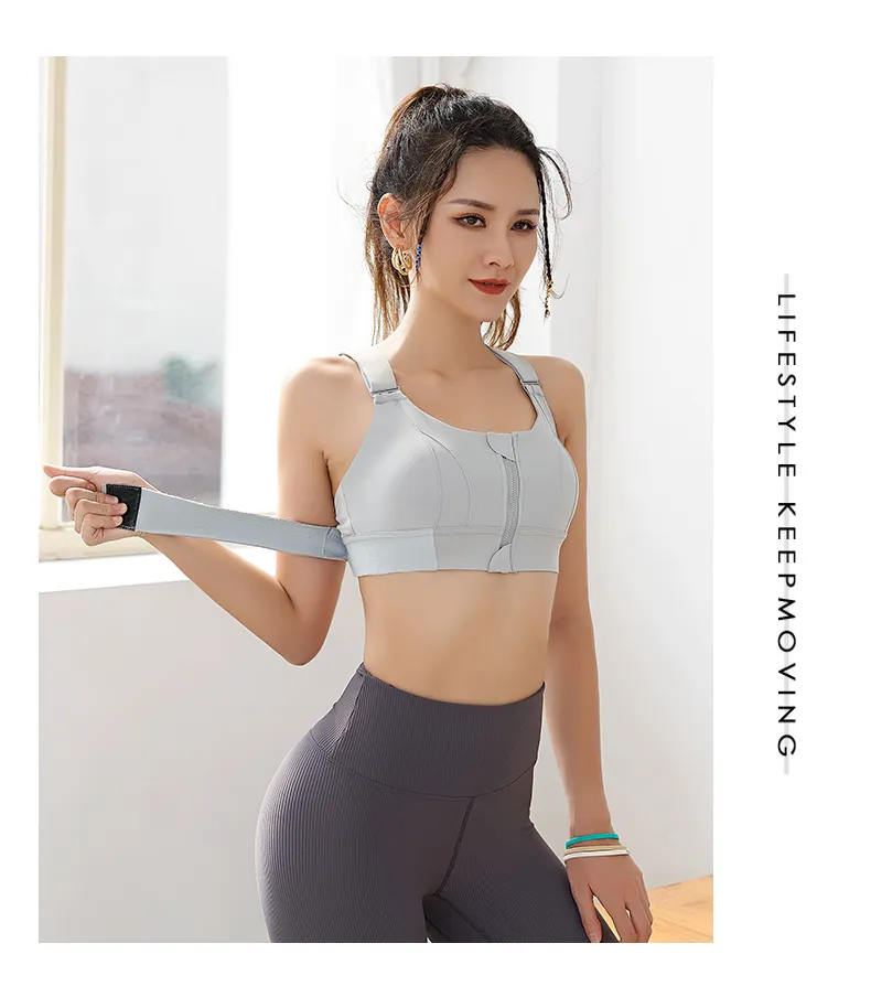 Sports Bras Crop Top Women Yoga Vest Front Zipper Plus Size Adjustable  Strap - Yoga Bras - Aliexpress