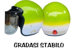 HELM BOGO GRADASI WARNA STABILO TERBARU FREE KACA DATAR ATAU CEMBUNG BANYAK VARIASI WARNA