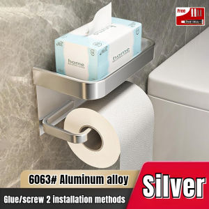 Punch-Free Toilet Tissue Holder Wall Mounted Bathroom Toilet Roll Paper Mobile Phone Organizer Rack