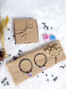 ( 2 pcs free Box + Cat) Gelang Couple Mewarnai Gelang Sidik Jari Terlaris