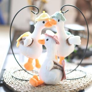 VCH Flower Big White Goose Key Chain Korean Style Backpack Charms Plush Animal Pendant Personality Plush Cartoon Plush Doll Children