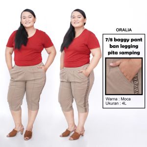 Celana 7/8 big size pita / baggy pant jumbo / celana pendek big size model ban legging pita samping