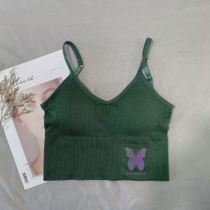 H-652 เสื้อสายเดี่ยวผ้าบางเบา สกรีนผีเสื้อ เต็มตัว สายเดี่ยวเว้าหลัง ผู้หญิง