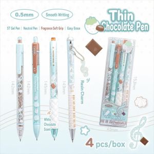 AODDO 0.5mm Gel Ink Pens Set Smooth Writing Strawberry Chocolate Series Student Writing Pens Retractable Design Ballpoint Pen Set Students