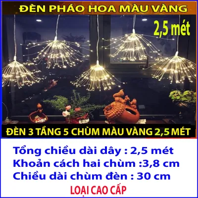 Dây đèn led pháo hoa 3 tầng trang trí trong nhà và ngoài trờiĐèn led pháo hoa trang trí tết chống thấm nước