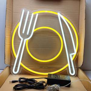 ป้ายไฟ จาน ช้อน มีด พื้นใส ป้ายไฟหน้าร้าน ป้ายไฟ Led ป้ายไฟนีออน ประหยัดไฟ ใช้ปลั๊กไฟ บ้าน เพิ่มเอกลักษณ์สีสัน สวยงาม