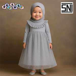 (EGSUS) Gamis Tutu Hijab Bayi Balita Lucu Pakaian Anak Perempuan (0 Bulan - 4 Tahun) Fashion Muslim Biru
