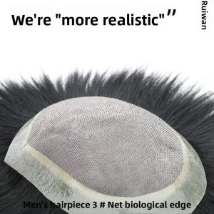 3 #   Net Full Mono Base 100% Human Hair No knots Natural Looking Straight Wig Remy Human Natural Hair Men Toupee Invisible Knots Silk Base