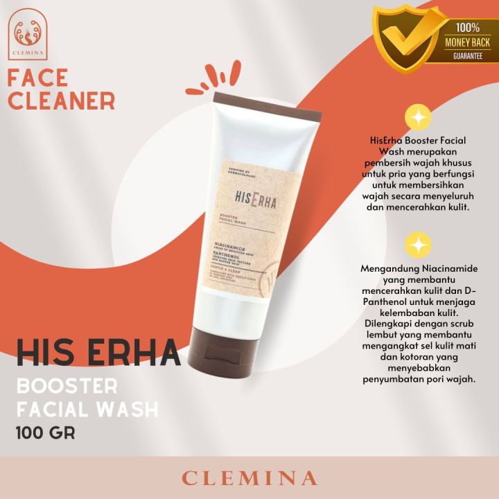 His Erha Booster Facial Wash 100g Sabun Cuci Muka Pencerah Wajah Pria