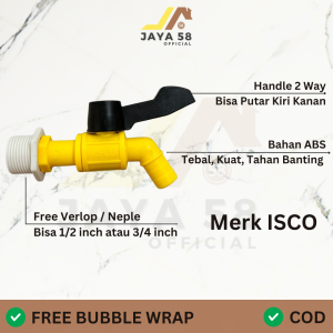 Kran Air Plastik ABS Double Drat Bisa 1/2 atau 3/4 Inch / Keran Taman Tembok 2 ukuran ISCO