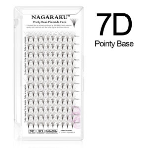 NAGARAKU Sharp Narrow Stem Premade Fans Eyelash Extension 0.07mm 4D-10D Thin Pointy Base Russian Fans Ready Volume