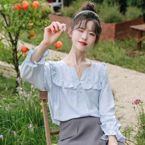 Ielgy pháp Áo Thun Tay Dài Nữ nhỏ Mới Mùa Hè bay tay áo sơ mi thiết kế tất cả các trận đấu áo thanh lịch