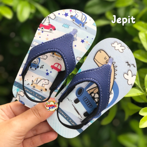 Comickids Sandal Jepit Anak Laki-Laki Sendal Bayi 1 2 3 Tahun Dino Blue