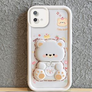 FOR เคส เคสสำหรับศัพท์ OPPO a16k เคสนิ่มซิลิโคนกันกระแทก ดีไซน์ใหม่สวยงาม กระจกหมุนได้ หมีน่ารักพร้อมที่วาง JTXXZJ01