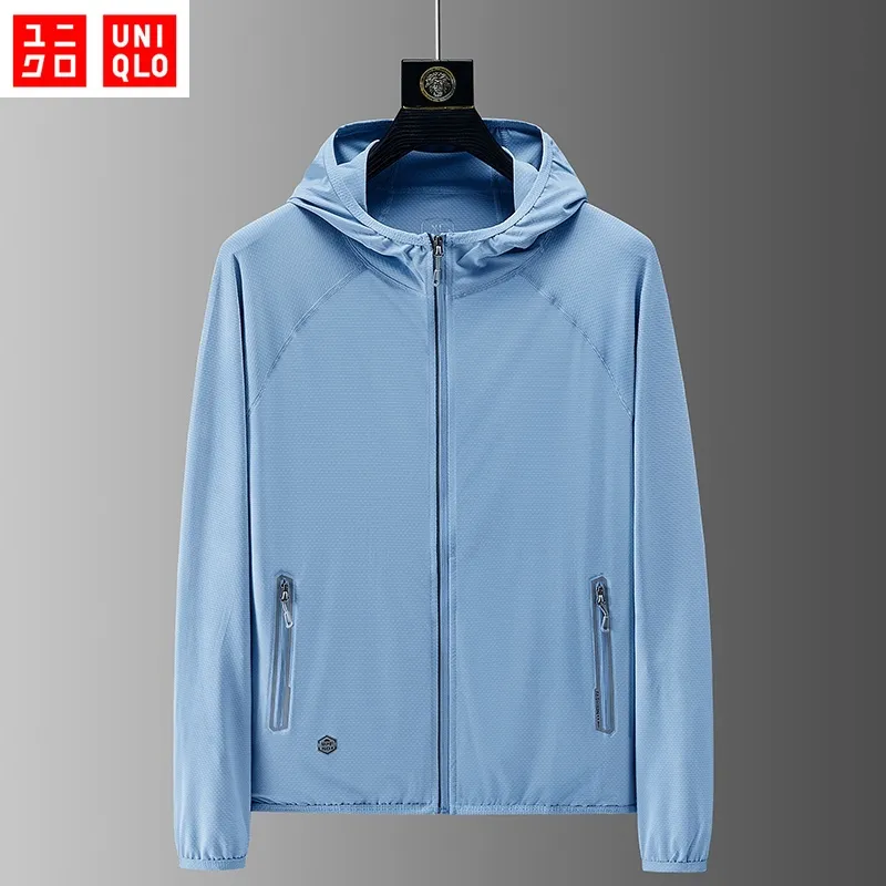 Ready stock】[M-4XL] Uniqlo Men Jacket Airism UV Protection UPF 50+ Mesh  Long Sleeve Full Zip Hoodie Outdoor Jackets Coats