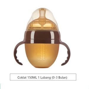 Botol Susu Bayi Silicon Anti Bakteri Dot Baby Dengan Pegangan Handle Milk Feeding Bottle Silicone Food Grade Anti Pecah Leher Lebar 150ml / 180ml / 250ml