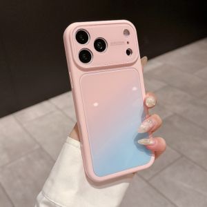 Color Gradation Large Window Bumper Case For iPhone 17 16 15 14 13 Pro Max Candy Color Shockproof Acrylic Hard Back Cover Capa