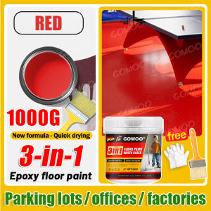 [Feeding Rollers] 3In1 Epoxy Floor Paint Wear-Resistant Self-Leveling Water-Based Cement Floor Paint 1KG with Brush
