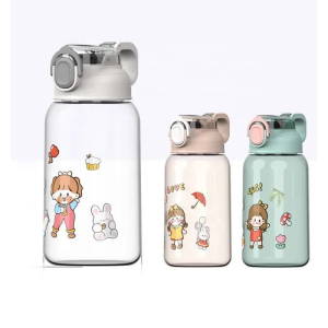 Botol Minum Anak Kapasitas 600ml Bahan material Food Grade 284 Bening Transparant Karakter Lucu Botol Anti Tumpah Anti Pecah