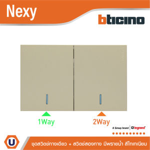 BTicino ชุดสวิตช์ทางเดียว + สวิตช์สองทาง มีพรายน้ำ สีไทเทเนียม รุ่น Nexy | Ucanbuys