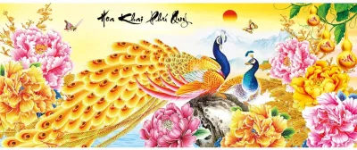 [HCM]tranh thêu chữ thập Hoa khai phú quý - LV3056