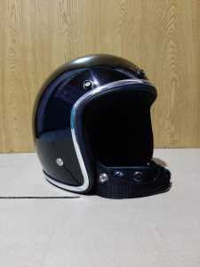 Helm slim head-Helm slim fit custom vintage-helm slim busa hitam izahhelmet