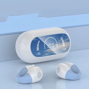 100% TWS Wireless Headphones Bluetooth 5.2 Bone Conduction Earphones Earclip Design Touch Control LED in Ear Earbuds Sports Headsets