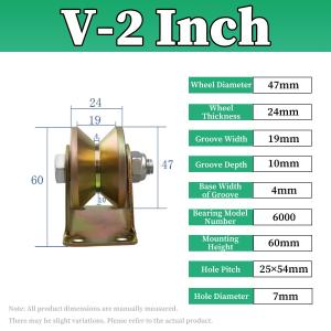 Sliding Door Heavy Duty U/V/H Track Wheel 2/3/4 Inch Bearing Angle Iron Pulley Durable High Load