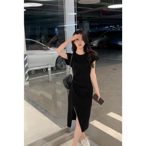 black cocktail dress formal elegant korean fitted long dress for woman plus size sunday dress blue dress hitam wanita fashion panjang