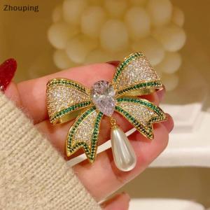 【ZP】 Cute Jewerry Khí Rhinestone Bowknot trâm cài cho phụ nữ cô gái thời trang tinh tế Corsage thanh lịch phù hợp với pins quần áo phụ kiện Quà Tặng