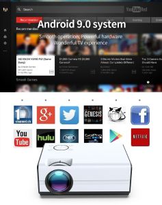 Mini Projector T01A Android 9 Screen Mirroring Wifi Bluetooth 2000 Lumens | Proyektor Konek HP | Mini Proyektor Android