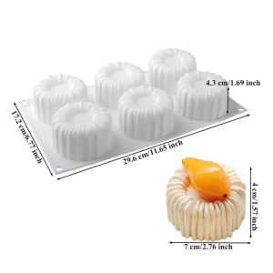 GTRBFDS Cylindrical Coil Texture Baking Cake Molds 1/6 Cells Food-Grade Silicone Pudding Mould High-quality Heat-Resistant Chocolate Mold