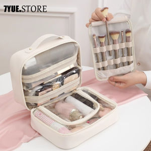 QIYUE Multi-layer Large-capacity Cosmetic Bag with Handle Simple and Elegant Cosmetic Storage Bag Portable Travel Toiletries Storage Bag