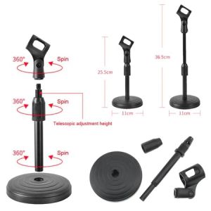 Microphone Stand Mic Holder Table Meja Tripod Lipat Portable Universal Mic Dudukan Kaki Tiga Mini Stand Penyangga Mikrofon