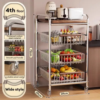 PANDH Vintage Metal Storage Trolley Movable Rolling Cart Under Desk Organizer Snack Storage Shelf Living Room Side Coffee Table