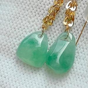 Wood Element Jade & Gold Earrings 🌱 Certified Harmony (Sku: 18k17)