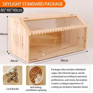 Solid Wood Hamster Cage DIY Hamster Habitat Spacious & Transparent Ideal Home for Small s