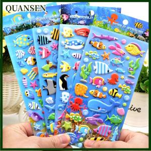 QUANSEN Shark Dolphin Fish Stereo Bubble Sticker Diary Sticker Decor Stationery Stickers