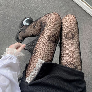 【PrettySet】1 Pair Japanese Style Gothic Tights Pantyhose Black Retro Rose Flower Vine Fishnet Lace Trousers Little Love Bottoming Stockings for Women