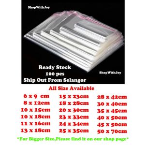 【Msia Sales】Big 100 pcs Self Adhesive Transparent OPP Plastic Bag Plastik Packing Packaging Plastics Tools Bag Roll Plast Roll Rolling Shopping Bag Plastic Table Cover Roll - Lazada