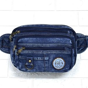 JSNL 100% Denim Jeans 7 Compartments Men Waist Bag Pouch Bag Durable Cotton (M) Size