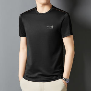 Young and middle-aged mens light luxury summer embossed breathable waffle short-sleeved T-shirt cool round neck casual fashion short-sleeved T-shirt