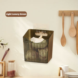 Kitchen Organiser Ginger & Garlic Storage Box Wall Mounted Transparent Shelf Multi-Purpose Bathroom Rack