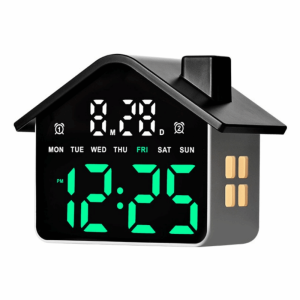 GRACE House Shaped LED Alarm Clock Minimalist Night Light Digital Table Clock Multifunctional Date Week Display Electronic Clock Bedside Decoration