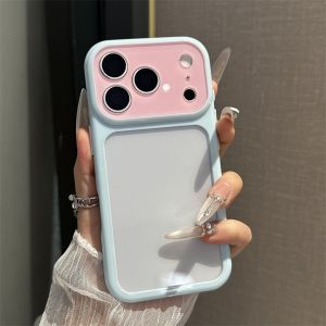 Glossy Transparent Hit Color Bumper Phone Case For iPhone 18 17 16 15 14 13 Pro Max Candy Soft Frame Protection Hard Back Cover
