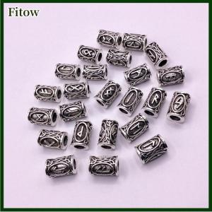 Fitow 24 pcs Viking Runes Set Loose Beads Spacer Beads For Hair Braid Dreadlock Beads DIY Jewelry Making