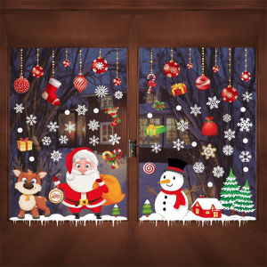 DECAL NOEL – Hít Tĩnh Điện Dán Kính Ông Già Noel Tuần Lộc và Người Tuyết 06-JC-A73(35*50cm*2)