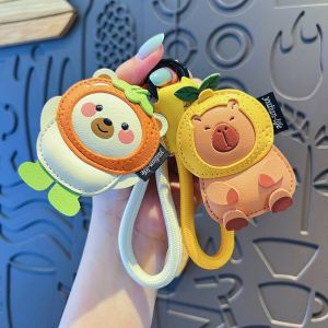 MEET GANG หมี คีย์เชนคาปิบารา รูปสัตว์ ตุ๊กตา ห่วงกุญแจหนัง PU น่ารัก ชาร์ม DIY ที่เก็บกุญแจการ์ตูน ผู้หญิง