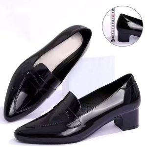 Womens Fashion Glossy Style Pointed Toe Office/School Rubber Heels L765
